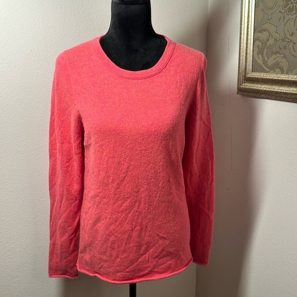 J. Crew Collection coral crew neck long sleeve Italian Cashmere Sz L sweater